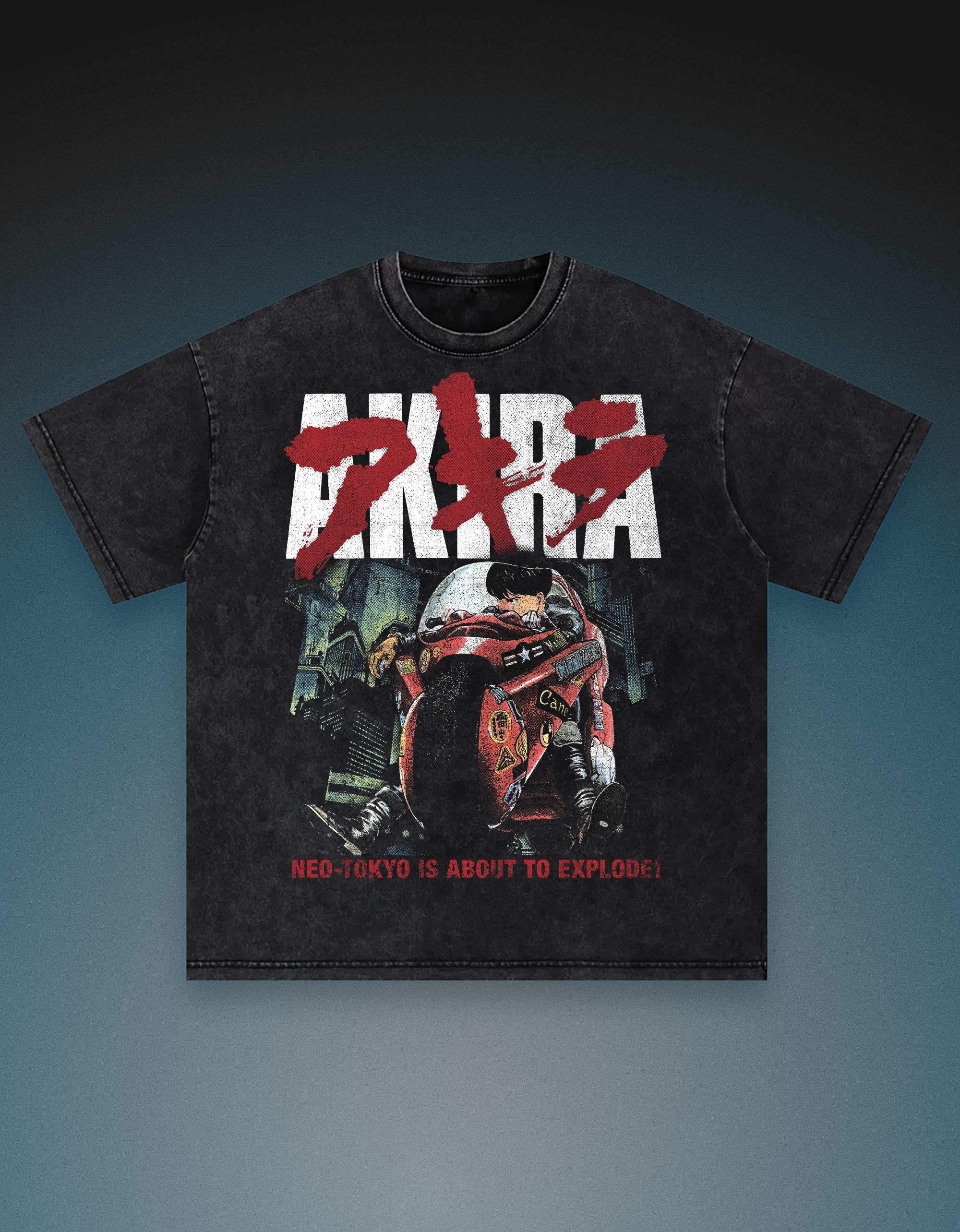 akira anime 250gsm heavyweight loose fit snow wash vintage tshirt oversized drop shoulder