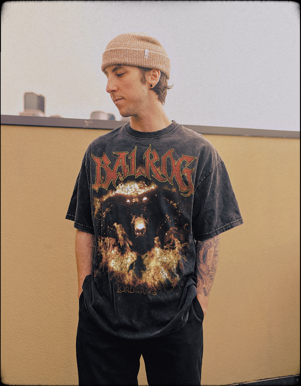 balrog vintage graphic tee - front print - drain supply - streetwear grunge