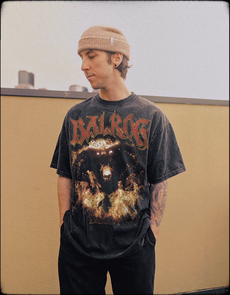 balrog vintage graphic tee - front print - drain supply - streetwear grunge