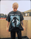 dark souls video game 250gsm heavyweight vintage tshirt acid wash snow wash loose fit drop shoulders print streetwear