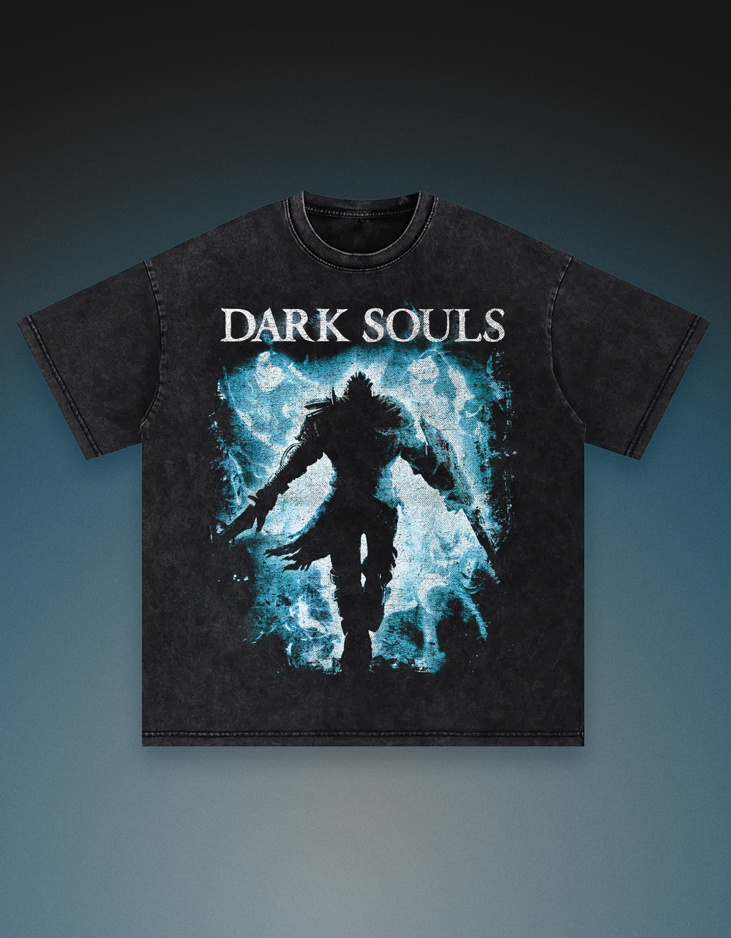 Dark souls video game graphic print vintage tshirt snow wash loose fit oversized drop shoulder streetwear