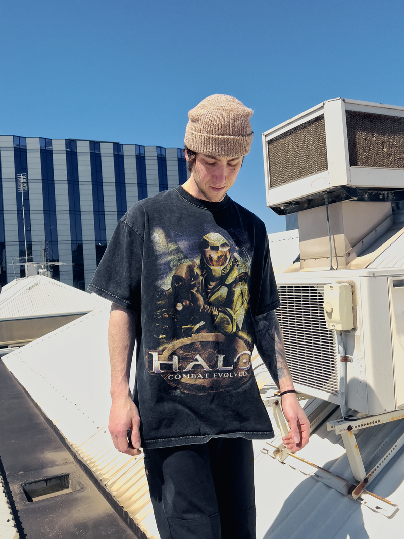 oversized vintage halo master chief tshirt 250gsm heavyweight streetwear