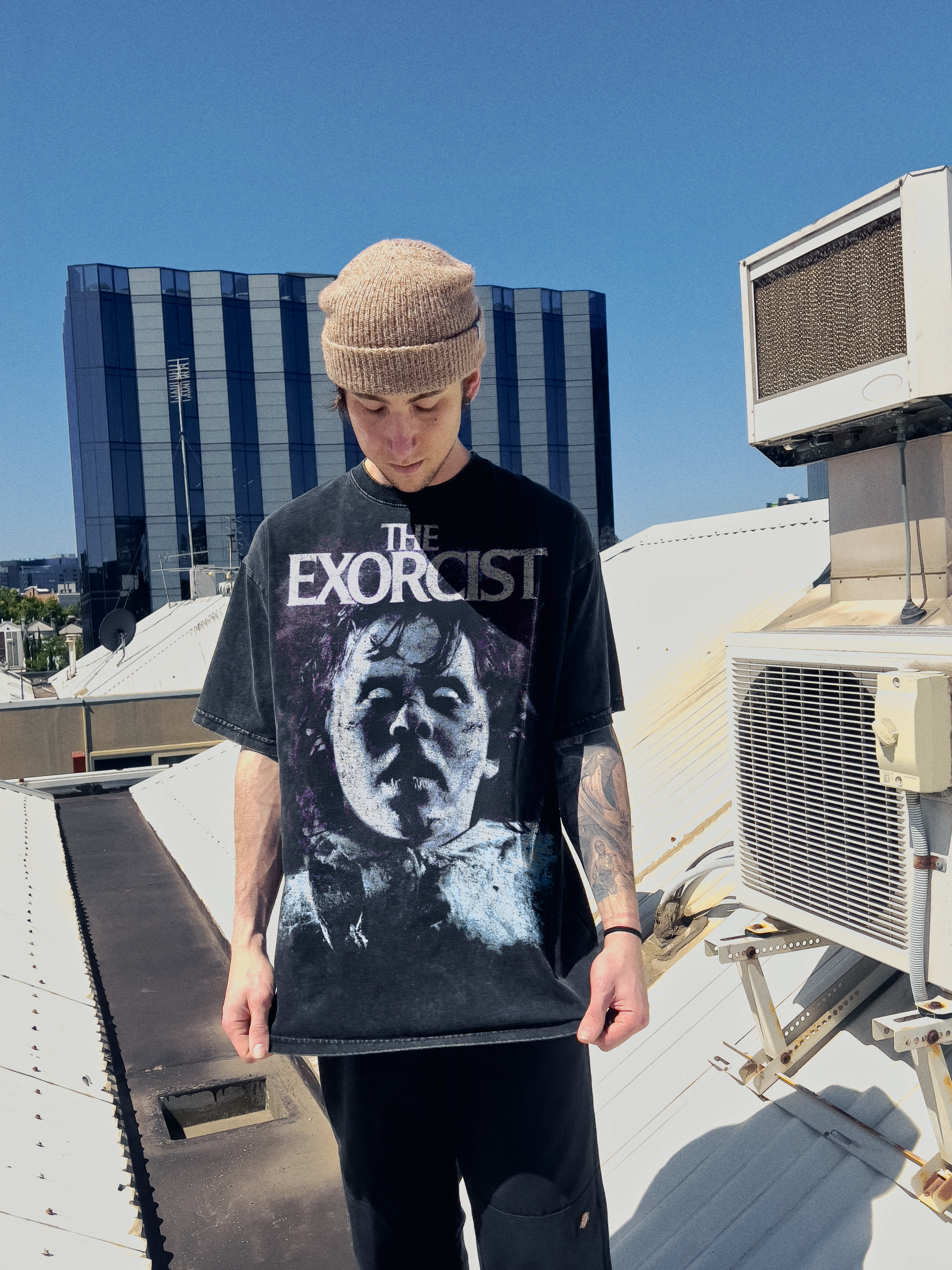 horror tshirt fan made exorcist cult classic heavyweight vintage tee 250gsm