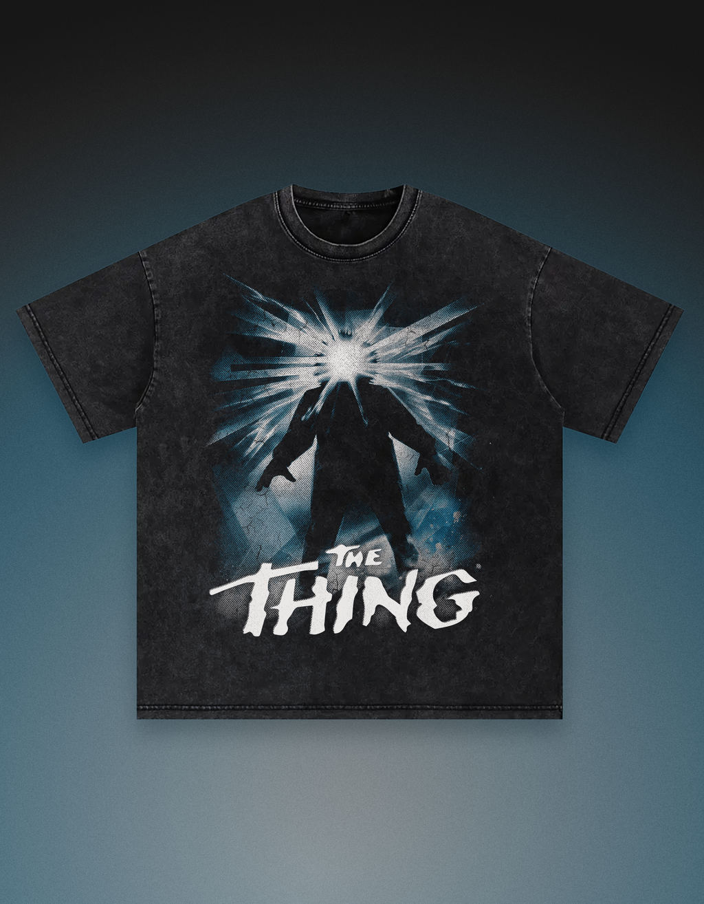 The thing graphic tee print horror oversized vintage snow wash heavyweight