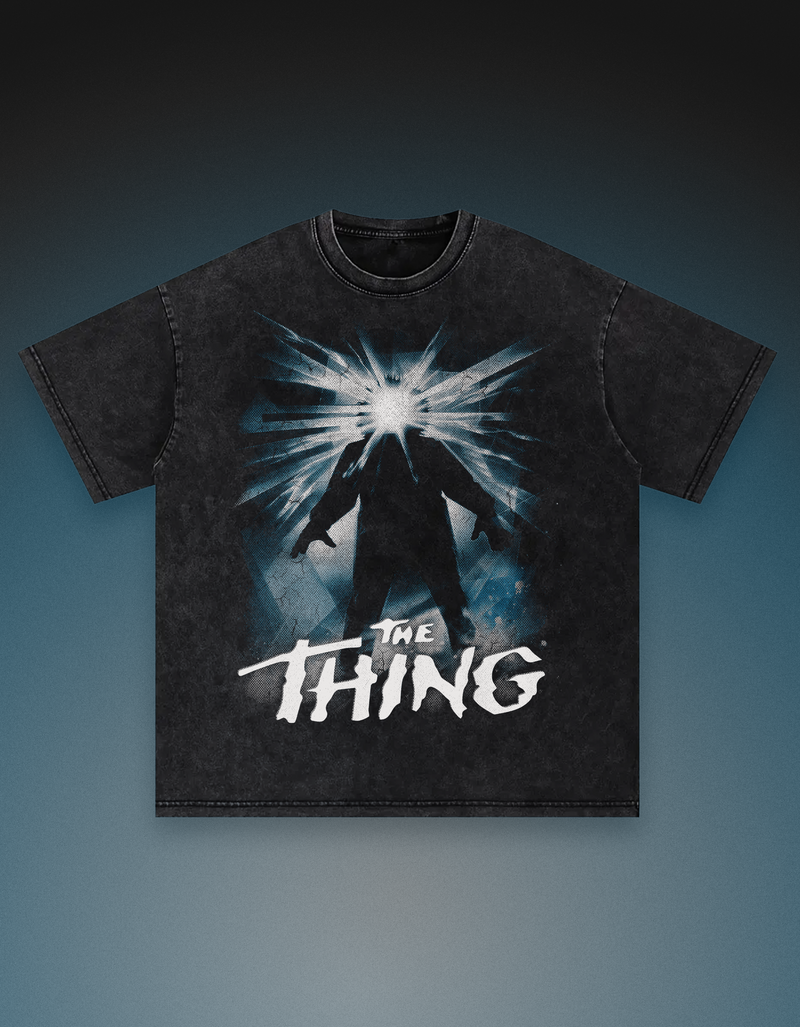 The thing graphic tee print horror oversized vintage snow wash heavyweight