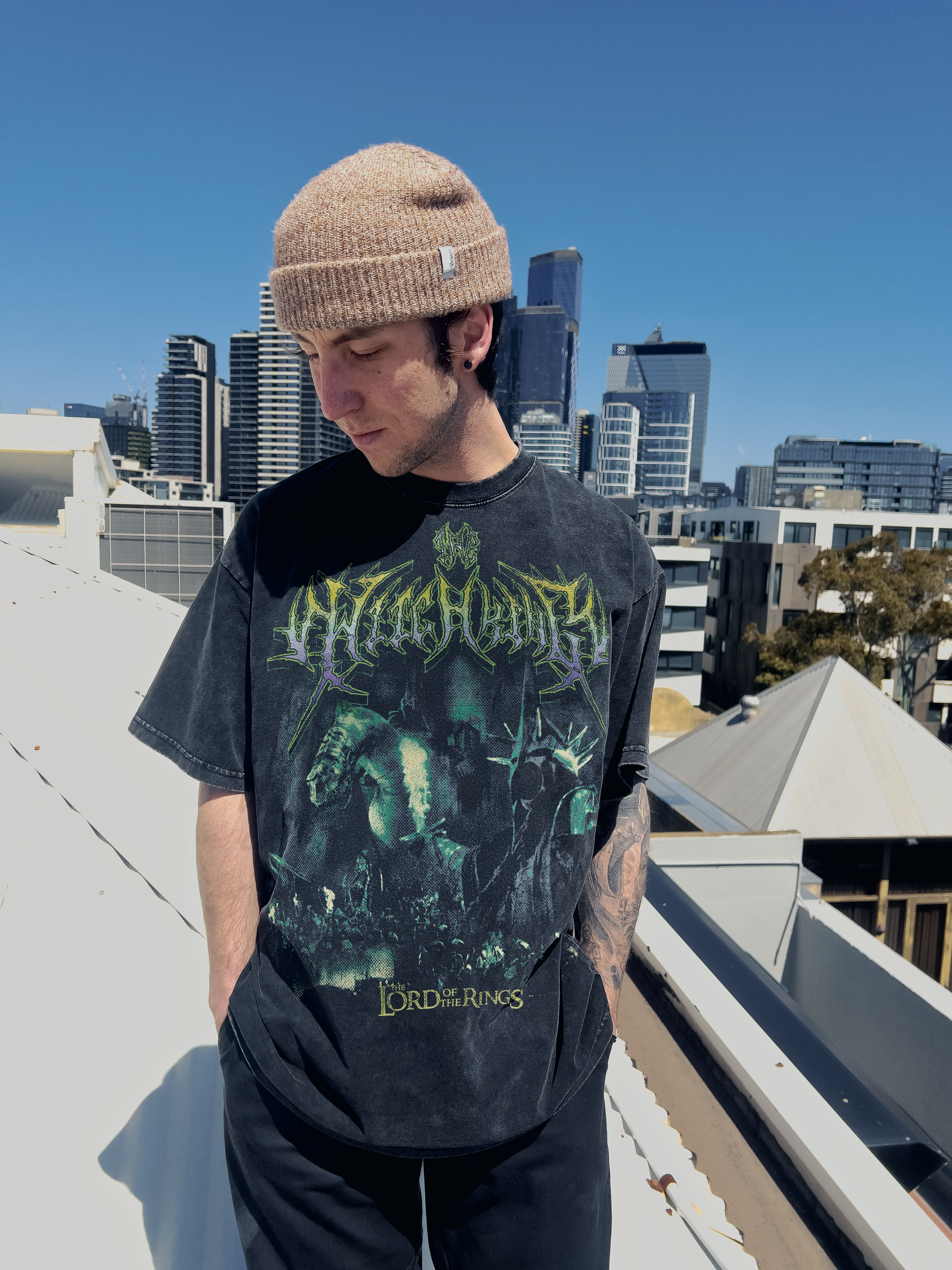 250gsm heavyweight snow wash lord of the rings tshirt